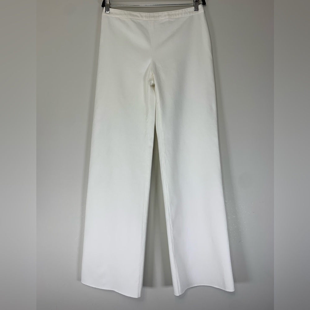 Valentino White Cotton Blend Wide Leg Trousers Pants Size 10